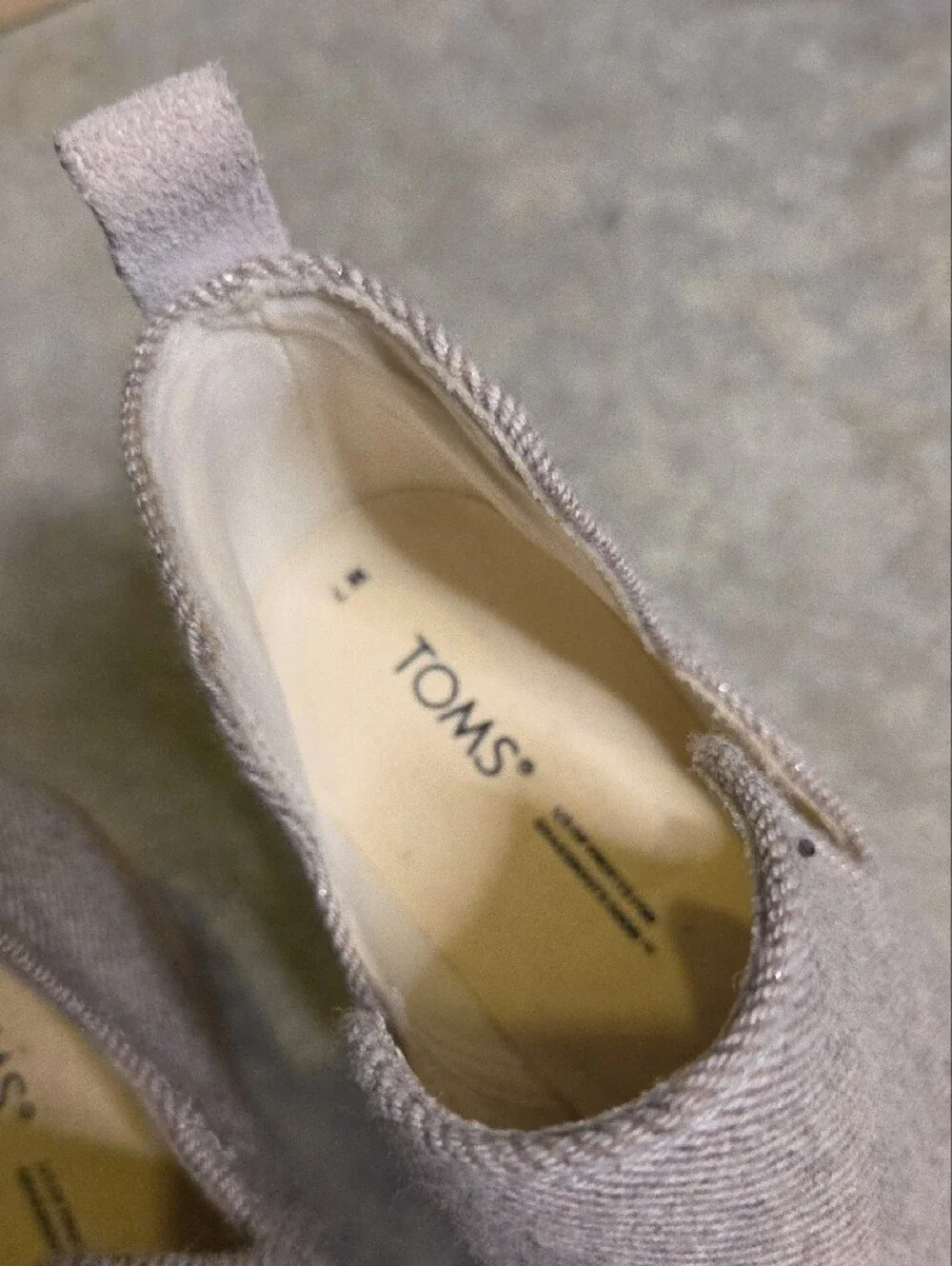 TOMS Taupe Fabric Wedge Booties